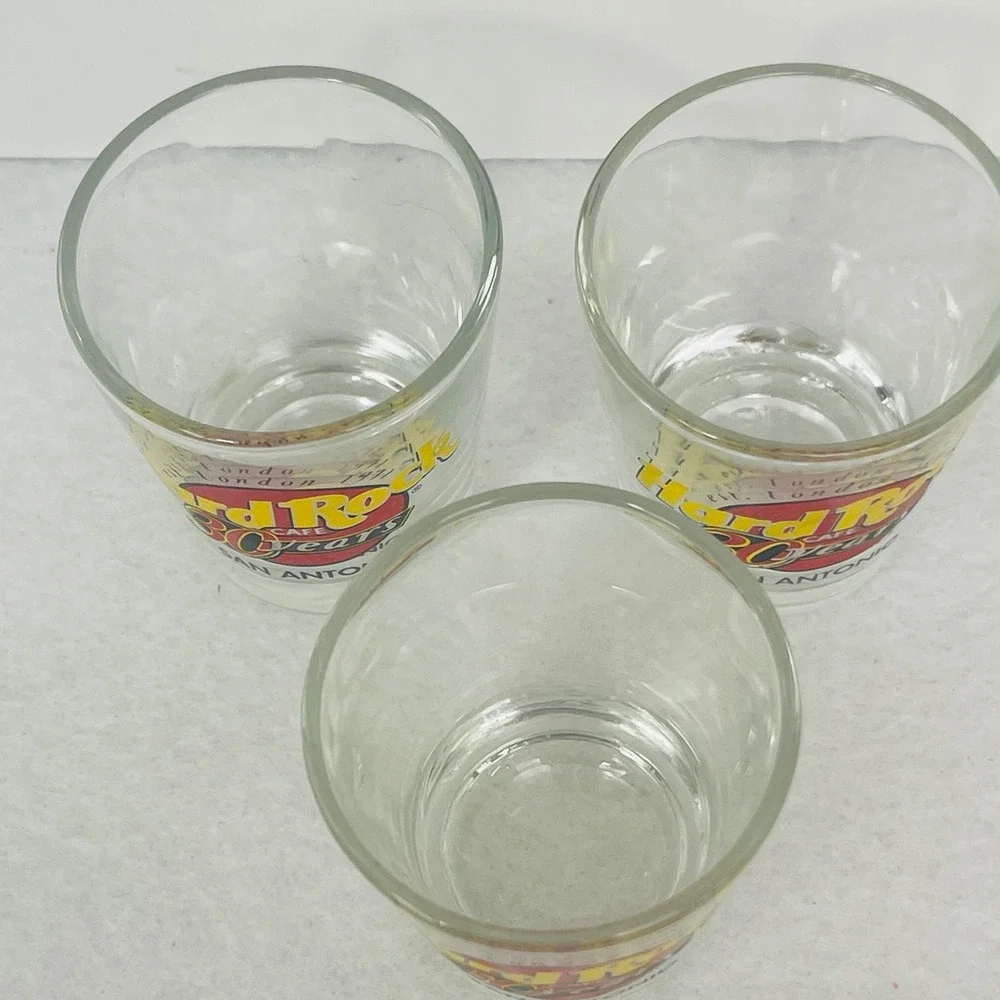 Hard Rock Cafe San Antonio 30 Years Anniversary Shot Glass Set of 3 Clear Logo